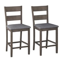 CorLiving - Tuscany Counter Height Dining Chair (Set of 2) - Washed Grey - Front_Zoom