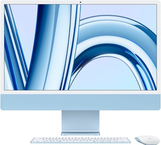 Front. Apple - iMac 24" All-in-One - M3 chip - 8GB Memory - 256GB (Latest Model) - Blue.