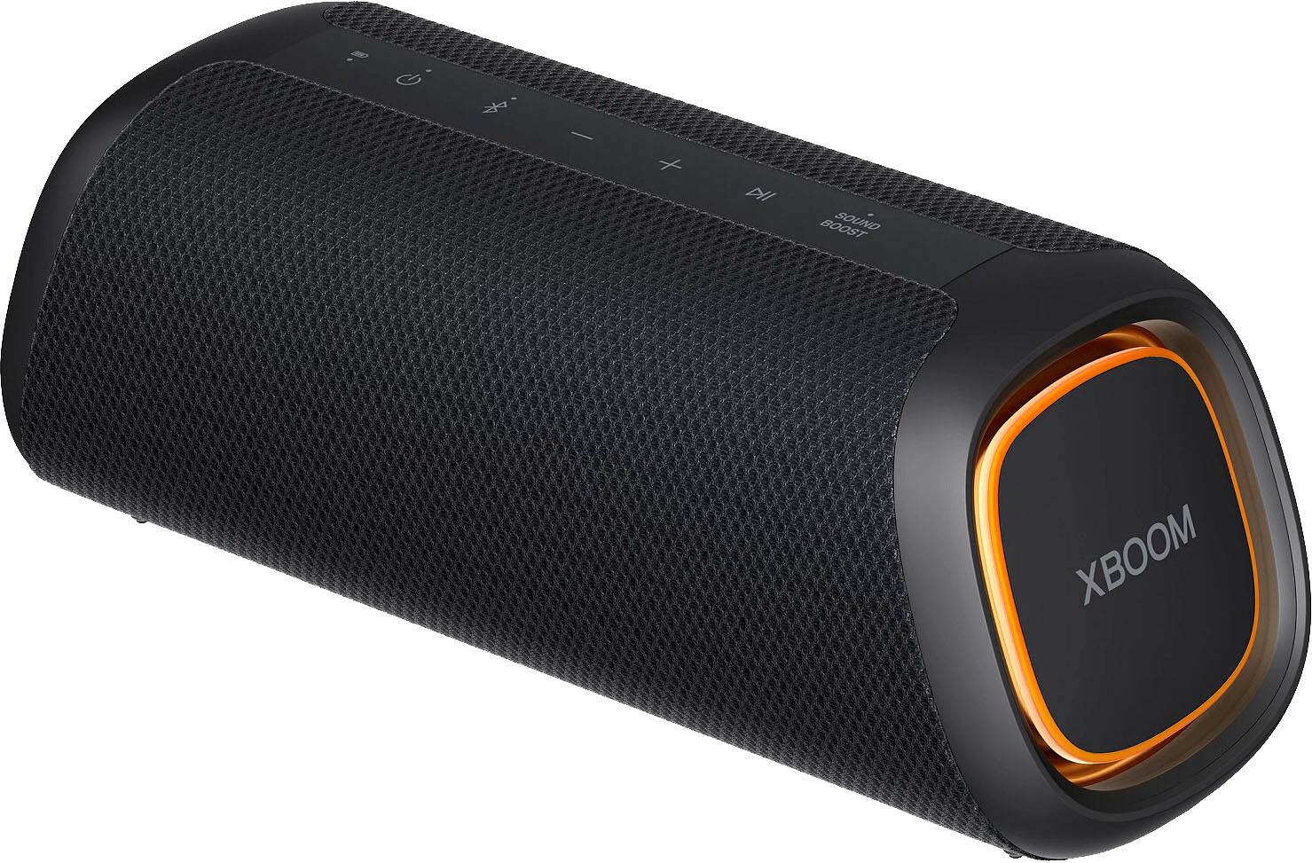 Front. LG - XBOOM Go XG7 Portable Bluetooth Speaker - Black.