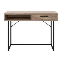 CorLiving - Fort Worth Wood Grain Finish Desk with Storage and drawer - Brown - Front_Zoom