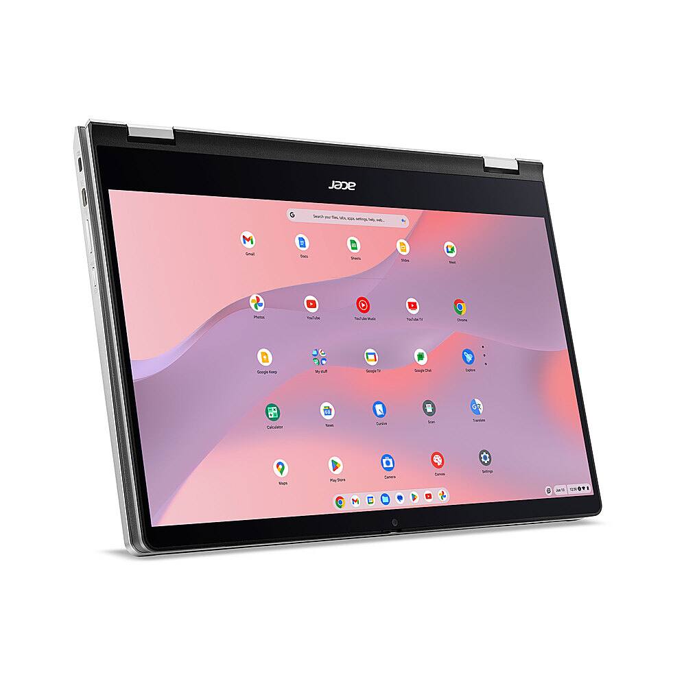 Alt View 3. Acer - Chromebook Spin 514 14.0" FHD IPS Touch Display Laptop- AMD Ryzen 5 5625C Hexa-Core-8GB LPDDR4X Memory- 128GB eMMC - Sparkly Silver.