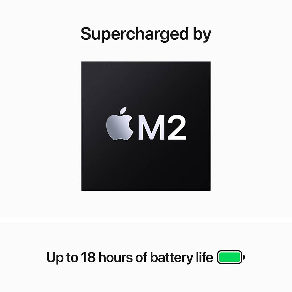 Supercharged by M2 Up to 18 hours of battery life.