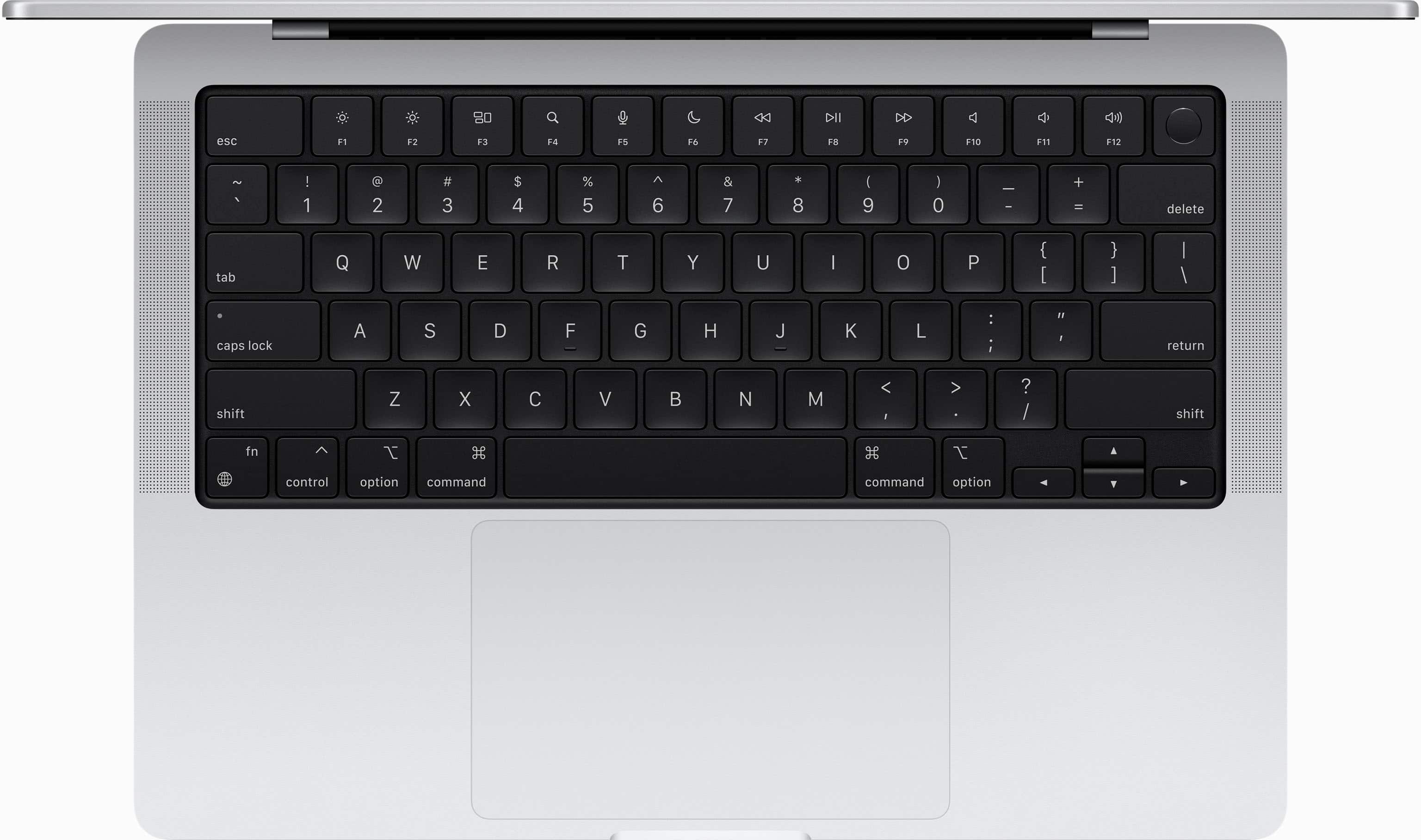 The image features a white laptop computer with a black keyboard. The keyboard is positioned in front of the laptop, and it appears to be a close-up shot of the keyboard. The laptop is likely a MacBook, as it is known for its sleek design and minimalist appearance.