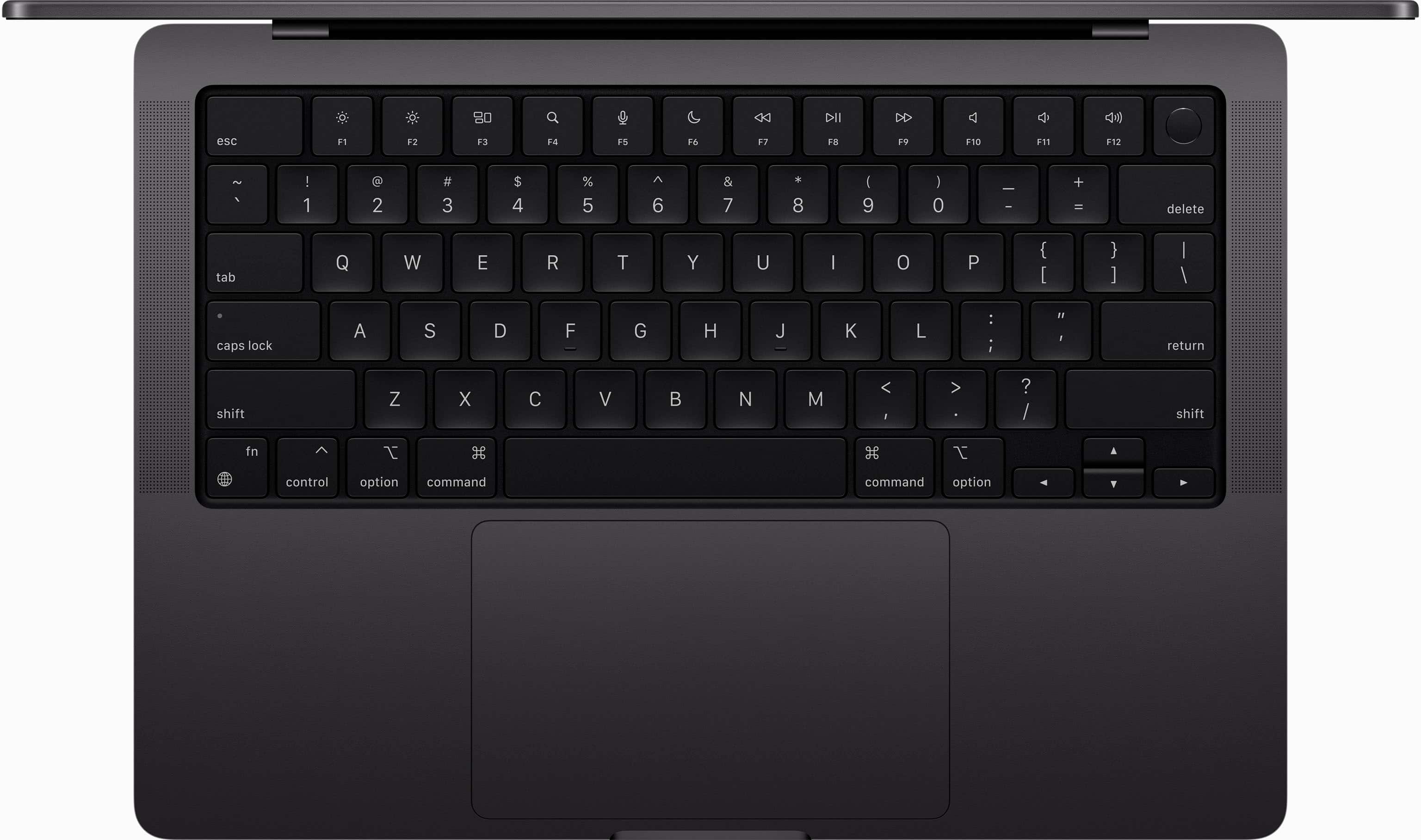 The image features a laptop computer with a black keyboard. The keyboard has white letters and numbers on it, making it easy to read and use. The laptop is positioned in a way that the keyboard is clearly visible, showcasing its design and layout.