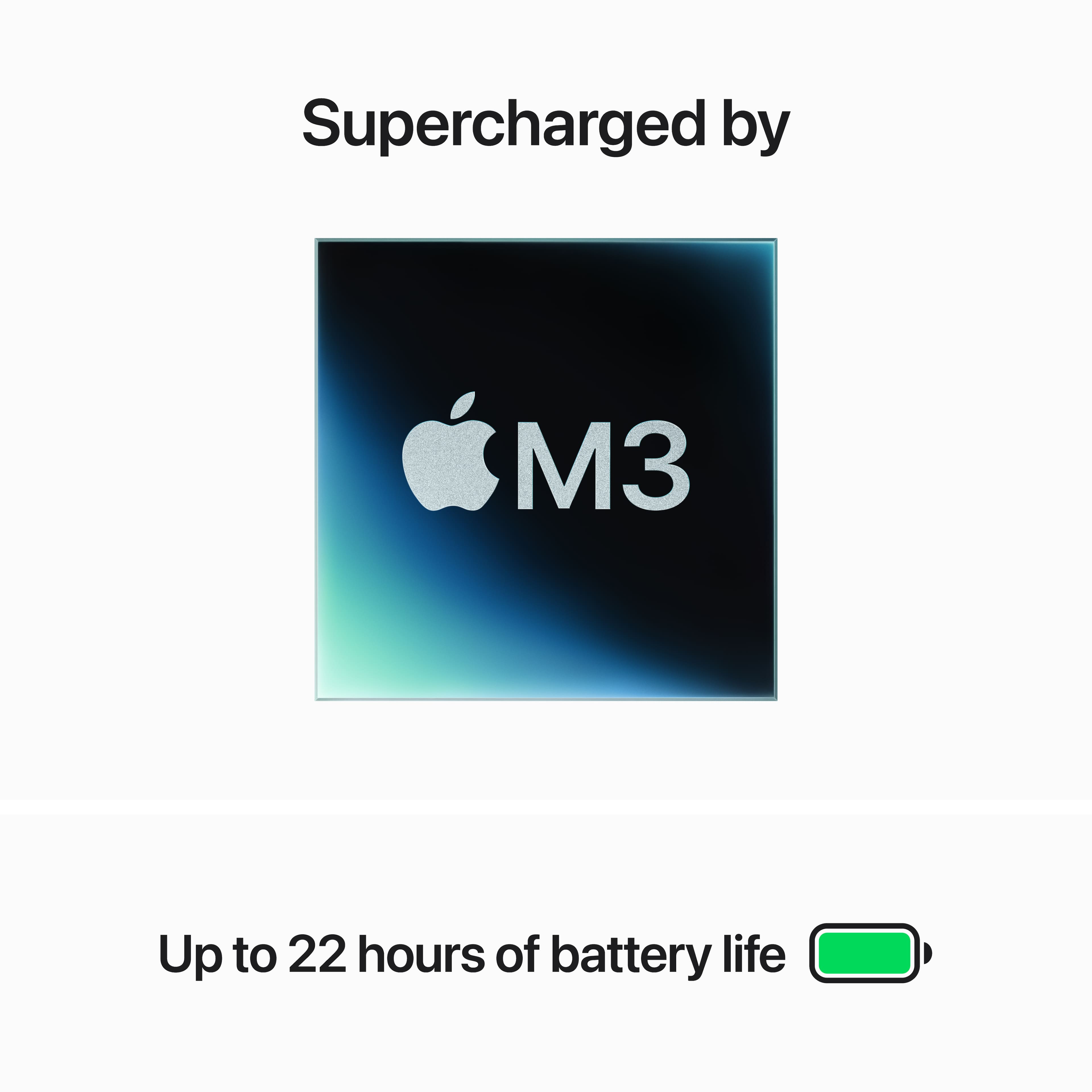 Supercharged by M3 Up to 22 hours of battery life.