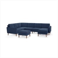 Burrow - Mid-Century Nomad 6-Seat Corner Sectional with Chaise and Ottoman - Navy Blue - Front_Zoom