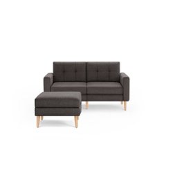 Burrow - Mid-Century Nomad Loveseat with Ottoman - Charcoal - Front_Zoom