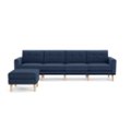 Front. Burrow - Mid-Century Nomad King Sofa with Ottoman - Navy Blue.