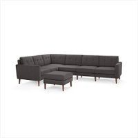 Burrow - Mid-Century Nomad 6-Seat Corner Sectional with Ottoman - Charcoal - Front_Zoom