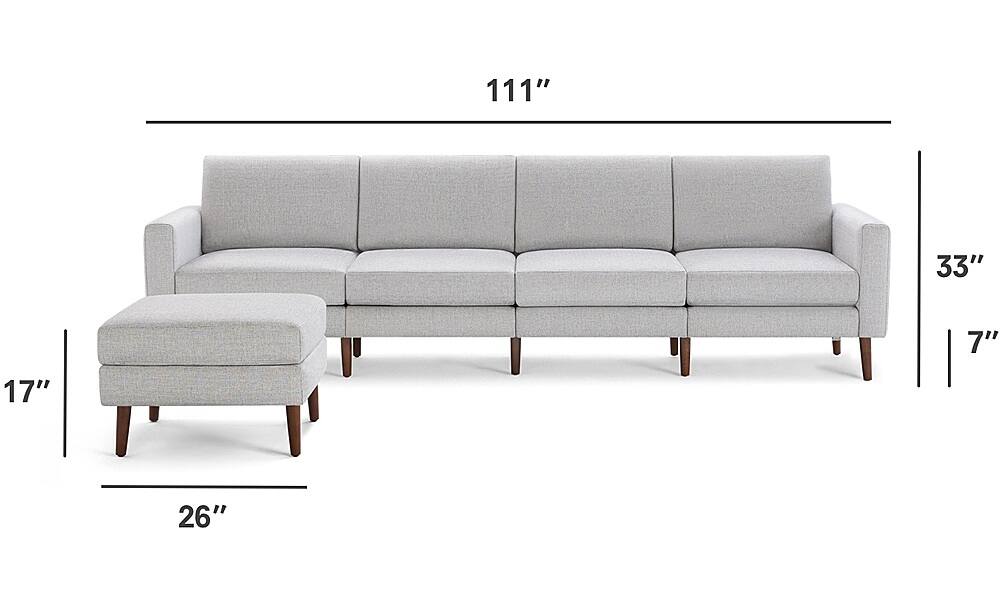 Burrow MidCentury Nomad King Sofa with Ottoman Crushed Gravel NSOCG4