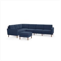 Burrow - Mid-Century Nomad 6-Seat Corner Sectional with Ottoman - Navy Blue - Front_Zoom