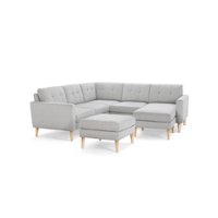 Burrow - Mid-Century Nomad 5-Seat Corner Sectional with Ottoman - Crushed Gravel - Front_Zoom