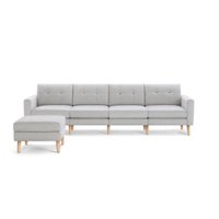 Burrow - Mid-Century Nomad King Sofa with Ottoman - Crushed Gravel - Front_Zoom
