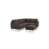 Burrow - Mid-Century Nomad 4-Seat Corner Sectional with Ottoman - Charcoal - Front_Zoom