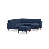 Burrow - Mid-Century Nomad 5-Seat Corner Sectional with Chaise and Ottoman - Navy Blue - Front_Zoom