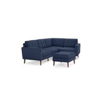 Burrow - Mid-Century Nomad 4-Seat Corner Sectional with Ottoman - Navy Blue - Front_Zoom
