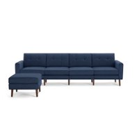 Burrow - Mid-Century Nomad King Sofa with Ottoman - Navy Blue - Front_Zoom