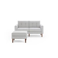 Burrow - Mid-Century Nomad Loveseat with Ottoman - Crushed Gravel - Front_Zoom