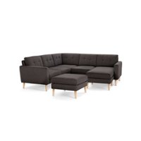 Burrow - Mid-Century Nomad 5-Seat Corner Sectional with Chaise and Ottoman - Charcoal - Front_Zoom