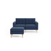 Burrow - Mid-Century Nomad Loveseat with Ottoman - Navy Blue - Front_Zoom