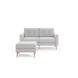 Burrow - Mid-Century Nomad Loveseat with Ottoman - Crushed Gravel - Front_Zoom