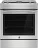 JennAir - 30 in. Wide 5 Elements RISE 6.2 Cu. Ft. Downdraft Slide-In Electric Convection Range with Dual-Choice Element - Stainless Steel
