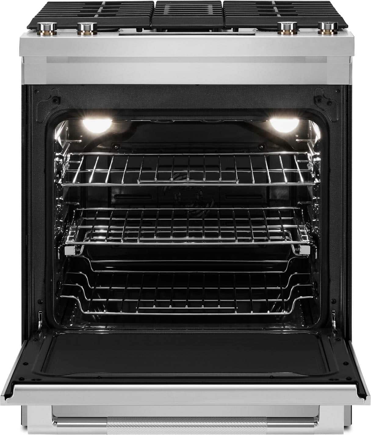 Alt View 1. JennAir - 6.2 Cu. Ft. Slide-In Dual Fuel Convection Range with Self-Cleaning and Air Fry - Stainless Steel.