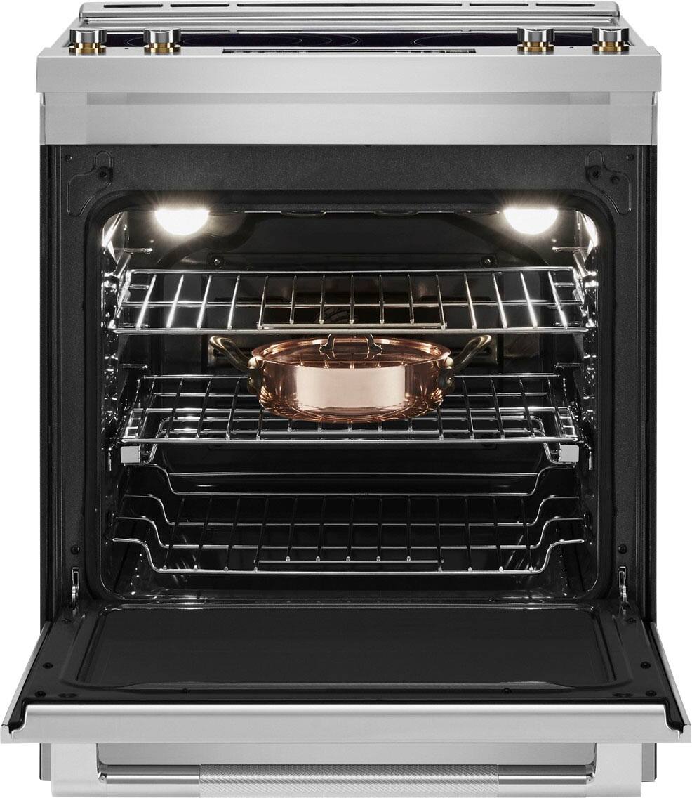 Alt View 2. JennAir - 7.1 Cu. Ft. Slide-In Electric Convection Range with Triple-Choice Element - Stainless Steel.