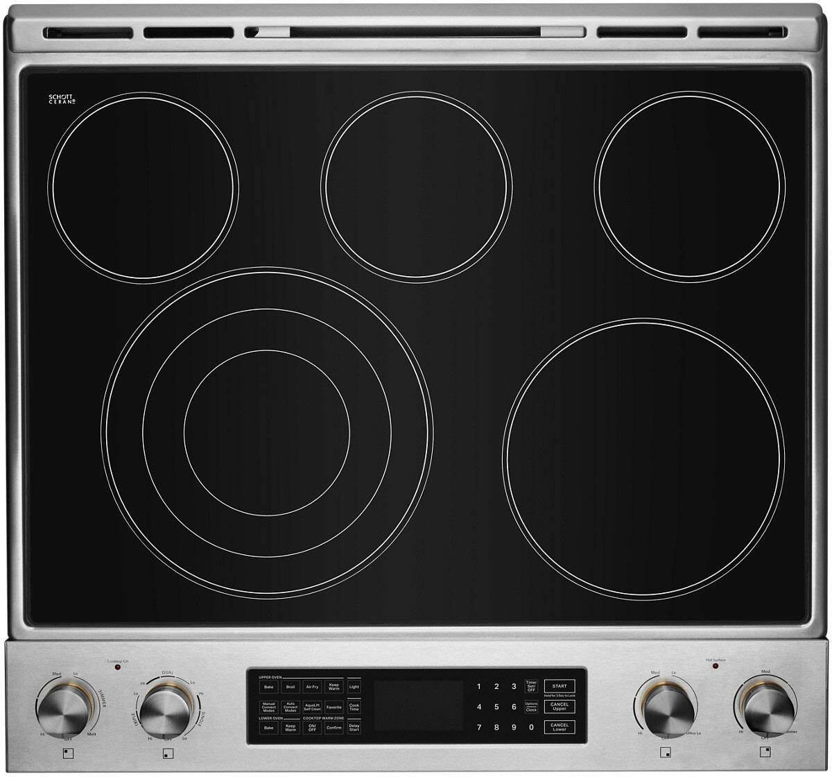 Alt View 11. JennAir - 7.1 Cu. Ft. Slide-In Electric Convection Range with Triple-Choice Element - Stainless Steel.