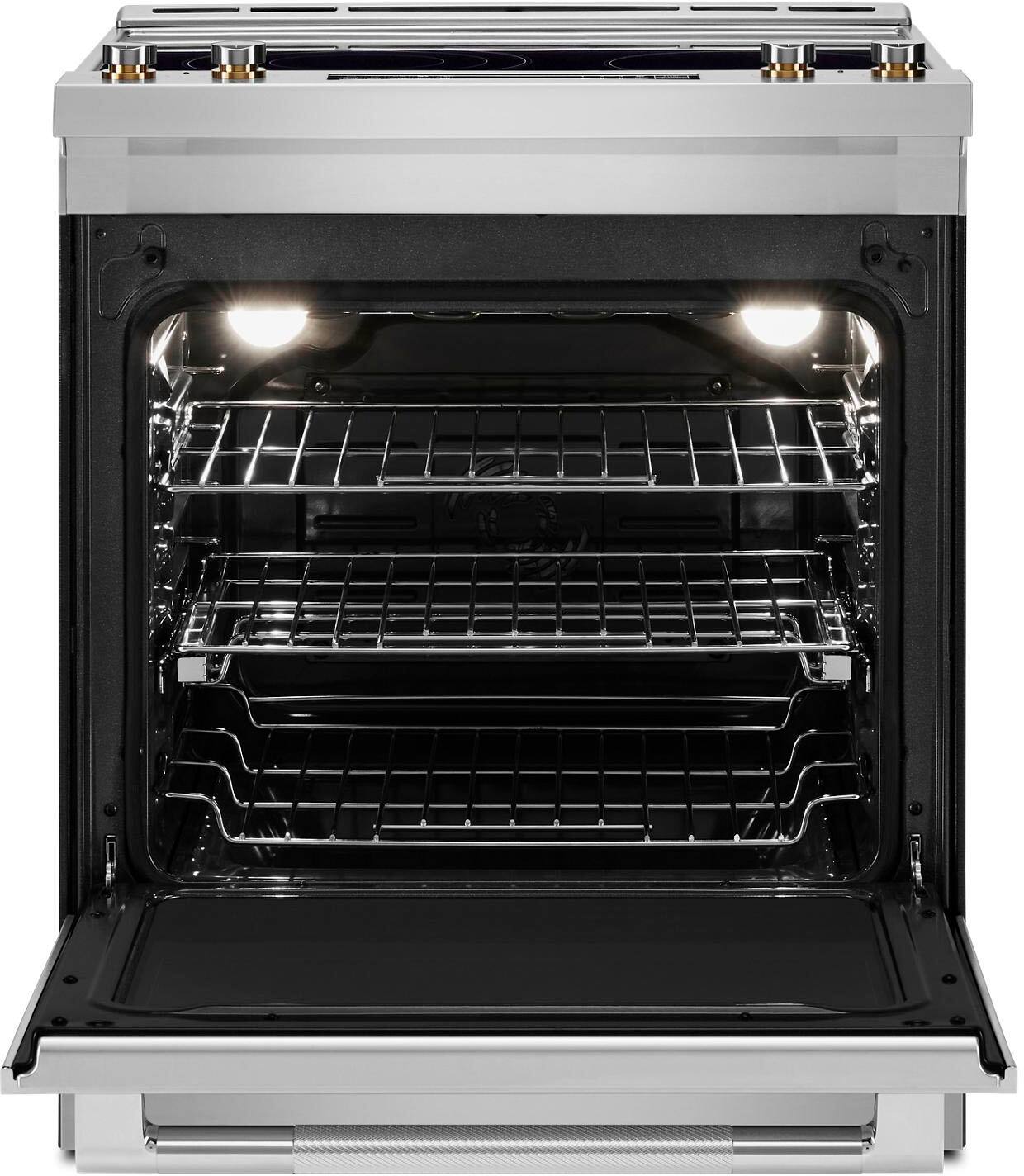 Alt View 1. JennAir - 7.1 Cu. Ft. Slide-In Electric Convection Range with Triple-Choice Element - Stainless Steel.