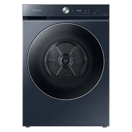 Front. Samsung - BESPOKE 7.8 Cu. Ft. Stackable Smart Electric Dryer with Steam and Ventless Hybrid Heat Pump - Brushed Navy.
