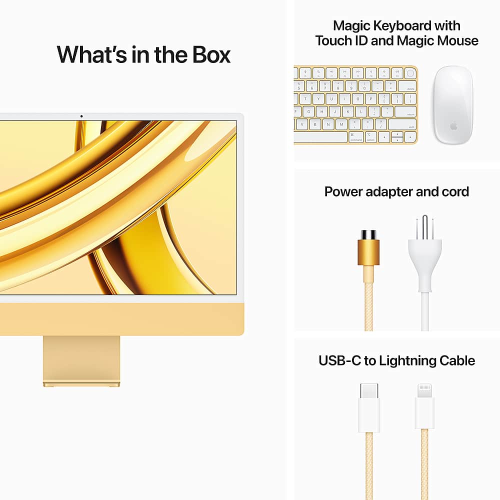 What's in the Box: Magic Keyboard with Touch ID and Magic Mouse - Power adapter and cord - USB-C to Lightning Cable