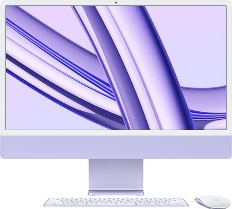Front. Apple - iMac 24" All-in-One - M3 chip - 8GB Memory - 256GB (Latest Model) - Purple.