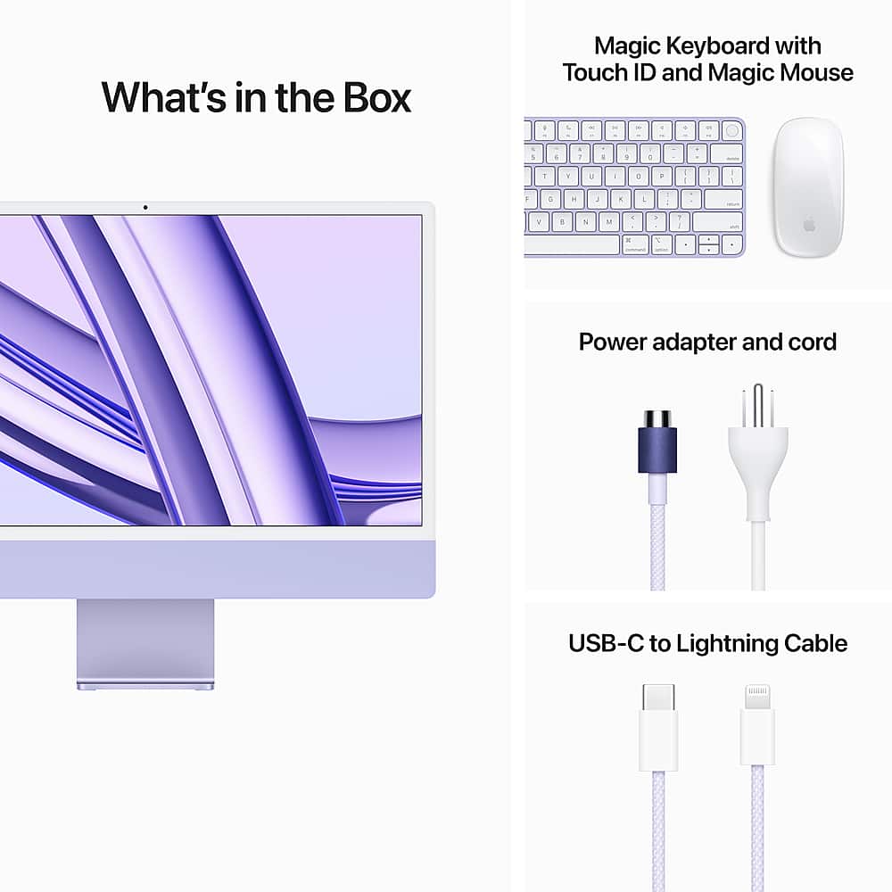 What's in the Box: Magic Keyboard with Touch ID and Magic Mouse, Power adapter and cord, USB-C to Lightning Cable.