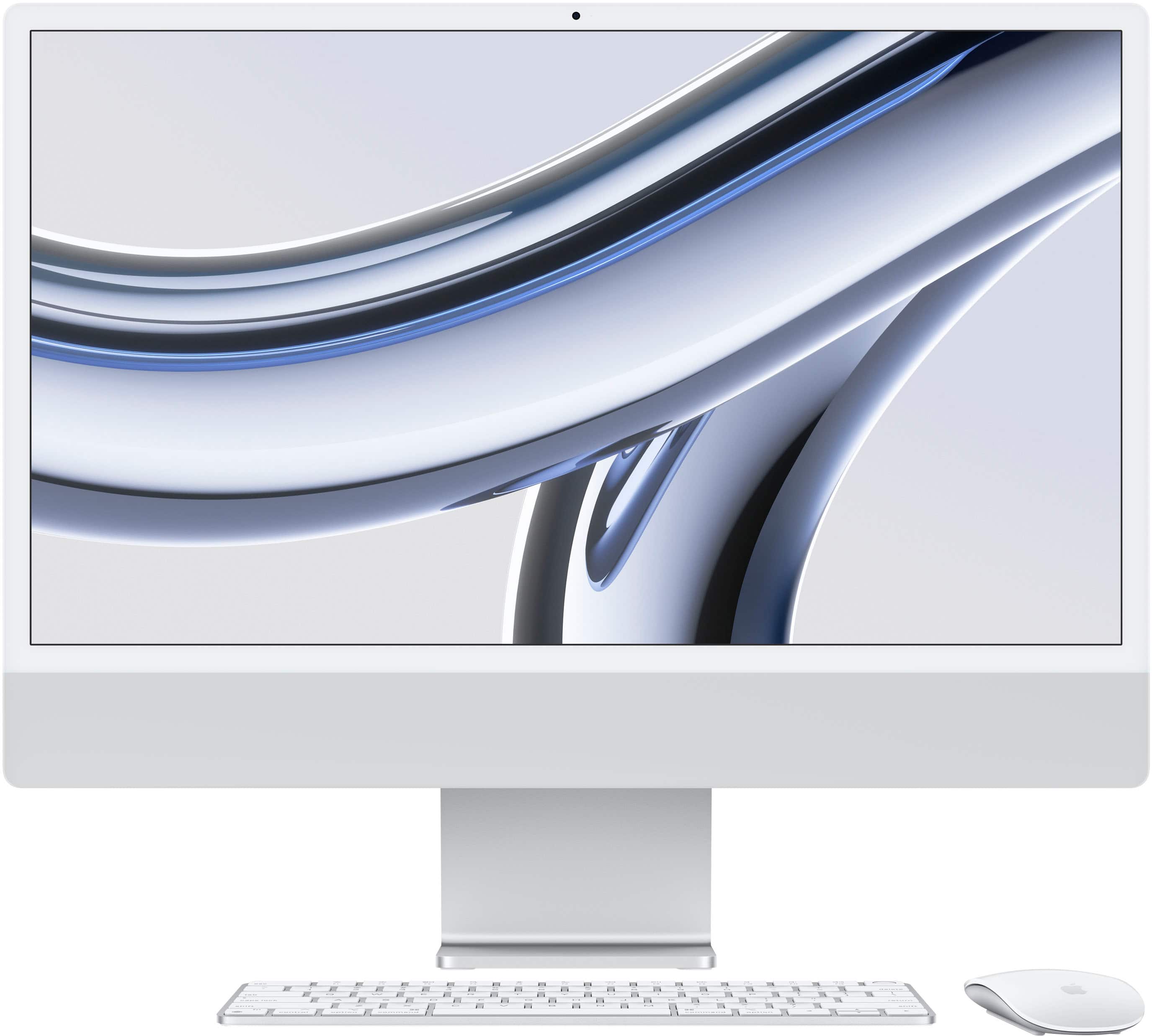 Front. Apple - iMac 24" All-in-One - M3 chip - 8GB Memory - 512GB (Latest Model) - Silver.
