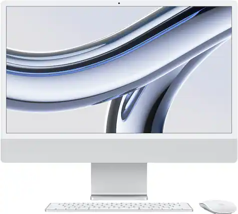Front. Apple - iMac 24" All-in-One - M3 chip - 8GB Memory - 512GB (Latest Model) - Silver.