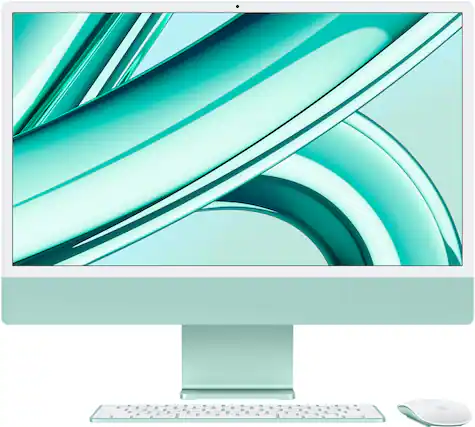 Front. Apple - iMac 24" All-in-One - M3 chip - 8 Core CPU - 10 Core GPU - 8GB Memory - 512GB - Green.