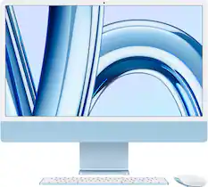 Front. Apple - iMac 24" All-in-One - M3 chip - 8GB Memory - 512GB (Latest Model) - Blue.