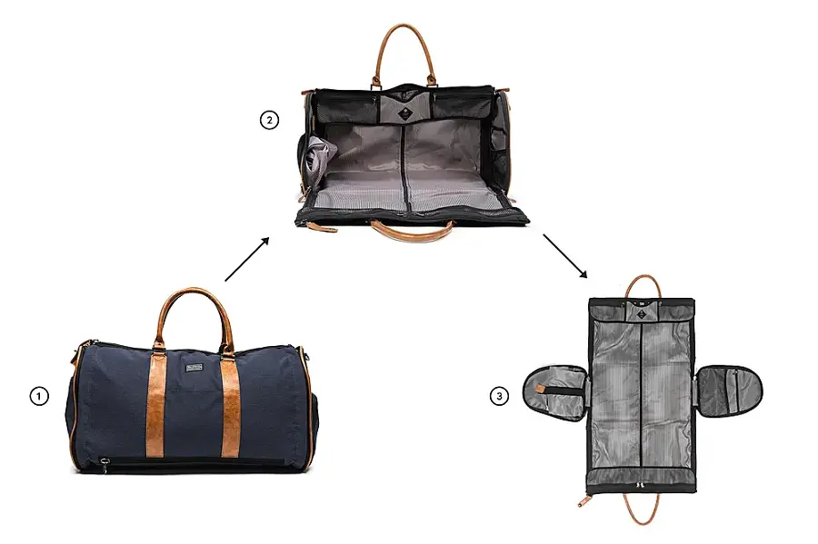 Alt View 15. PKG - Rosedale 41L Recycled Garment Duffle Bag - Navy/Tan.