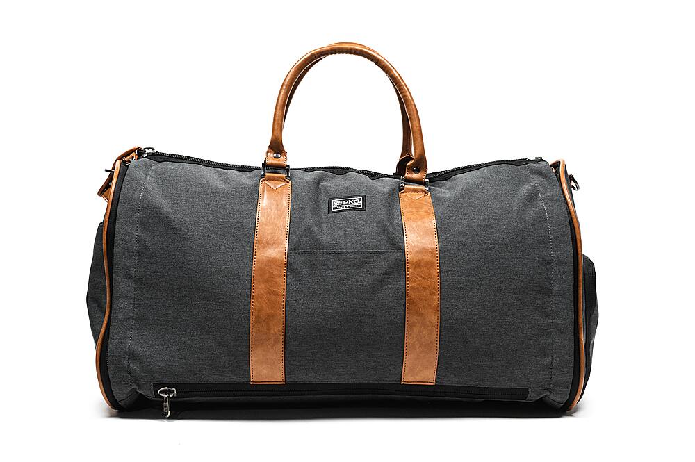 Angle. PKG - Rosedale 41L Recycled Garment Duffle Bag - Grey/Tan.