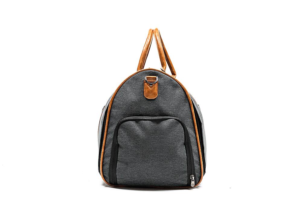 Left. PKG - Rosedale 41L Recycled Garment Duffle Bag - Grey/Tan.