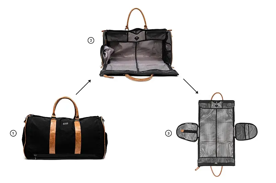 Alt View 15. PKG - Rosedale 41L Recycled Garment Duffle Bag - Black/Tan.