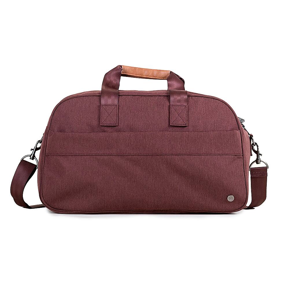 Angle. PKG - Westmount 26L Recycled Duffle Bag - Rum Raisin/Tan.