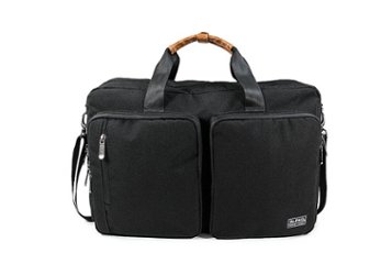 PKG - Trenton 31L Recycled Messenger Bag with Garment Compartment - Black/Tan - Front_Zoom