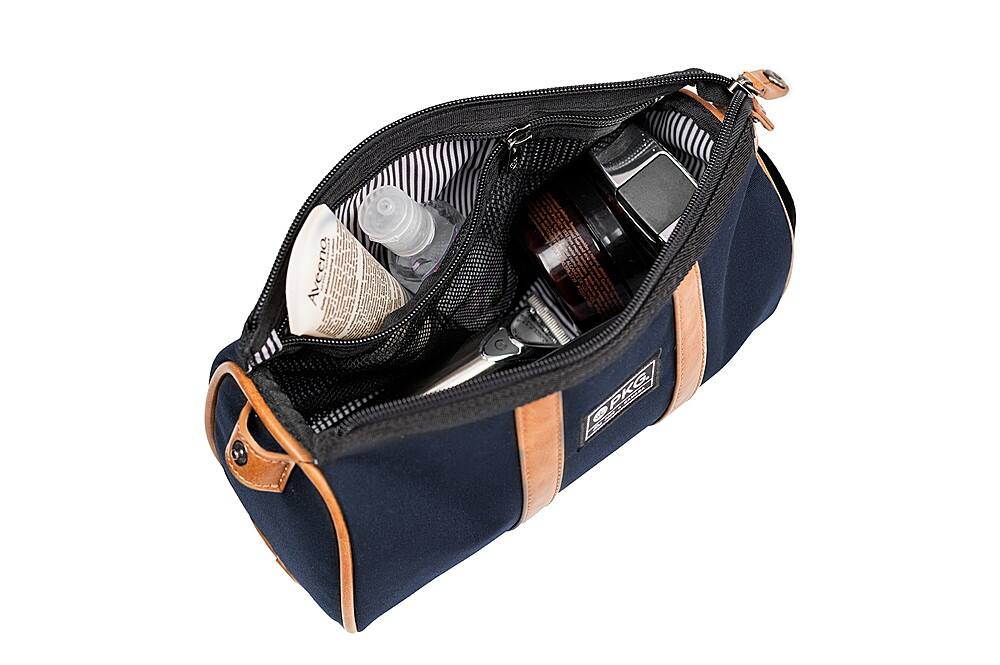 Alt View 13. PKG - Charlotte Recycled Essentials Toiletry Bag - Navy/Tan.