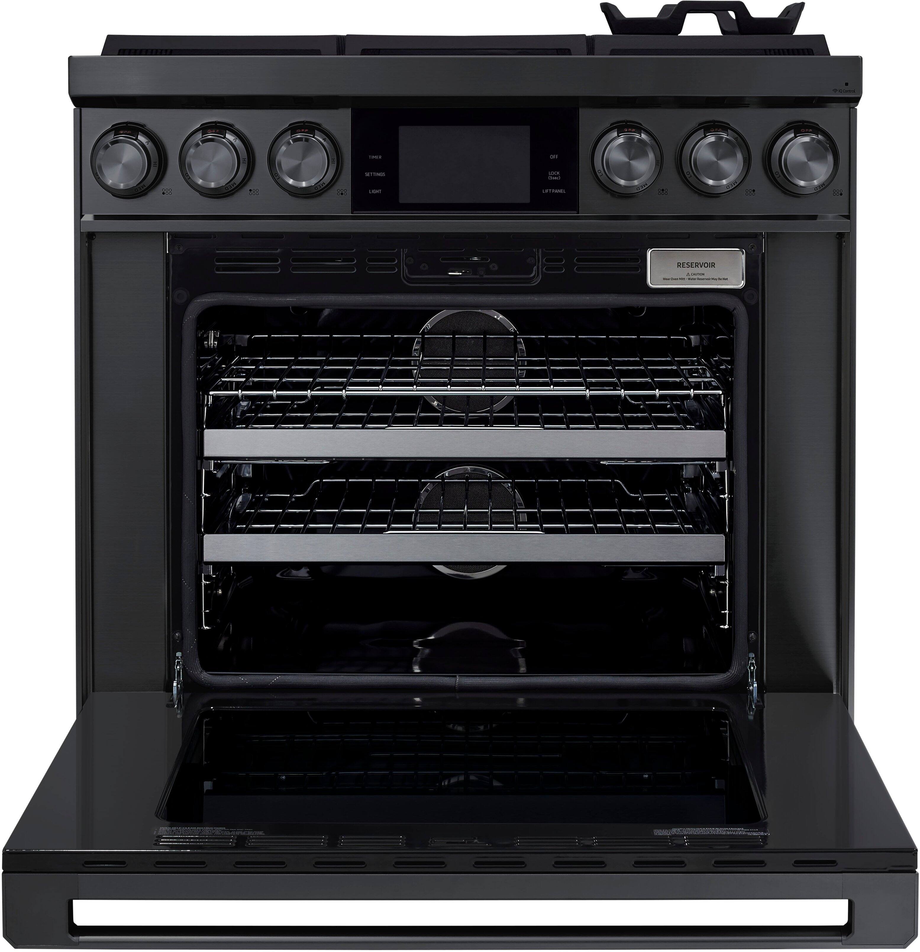 Alt View 11. Dacor - Contemporary 4.8 Cu. Ft. Slide-In Dual Fuel Four-Part Pure Convection Range with GreenClean and Steam Assist - Graphite Steel.