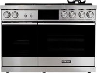 Dacor - Contemporary 6.6 Cu. Ft. Slide-In Double Oven Dual Fuel Four-Part Pure Convection Range with GreenClean and RealSteam - Silver Stainless Steel - Front_Zoom