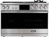 Dacor - 48 in. Wide 6 Burner Contemporary 6.6 Cu. Ft. Slide-In Double Oven Dual Fuel Four-Part Pure Convection Range - Silver Stainless Steel