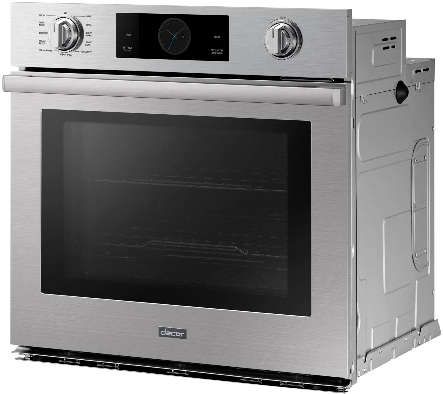 Alt View 2. Dacor - Transitional 30" Built-In Single Electric Four-Part Pure Convection Wall Oven with Steam Assist and Chef Mode - Silver Stainless Steel.