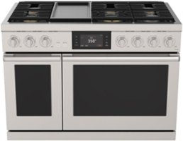 Dacor - Contemporary 8.8 Cu. Ft. Slide-In Dual Fuel Four-Part Pure Convection Range with GreenClean and Griddle - Silver Stainless Steel - Front_Zoom